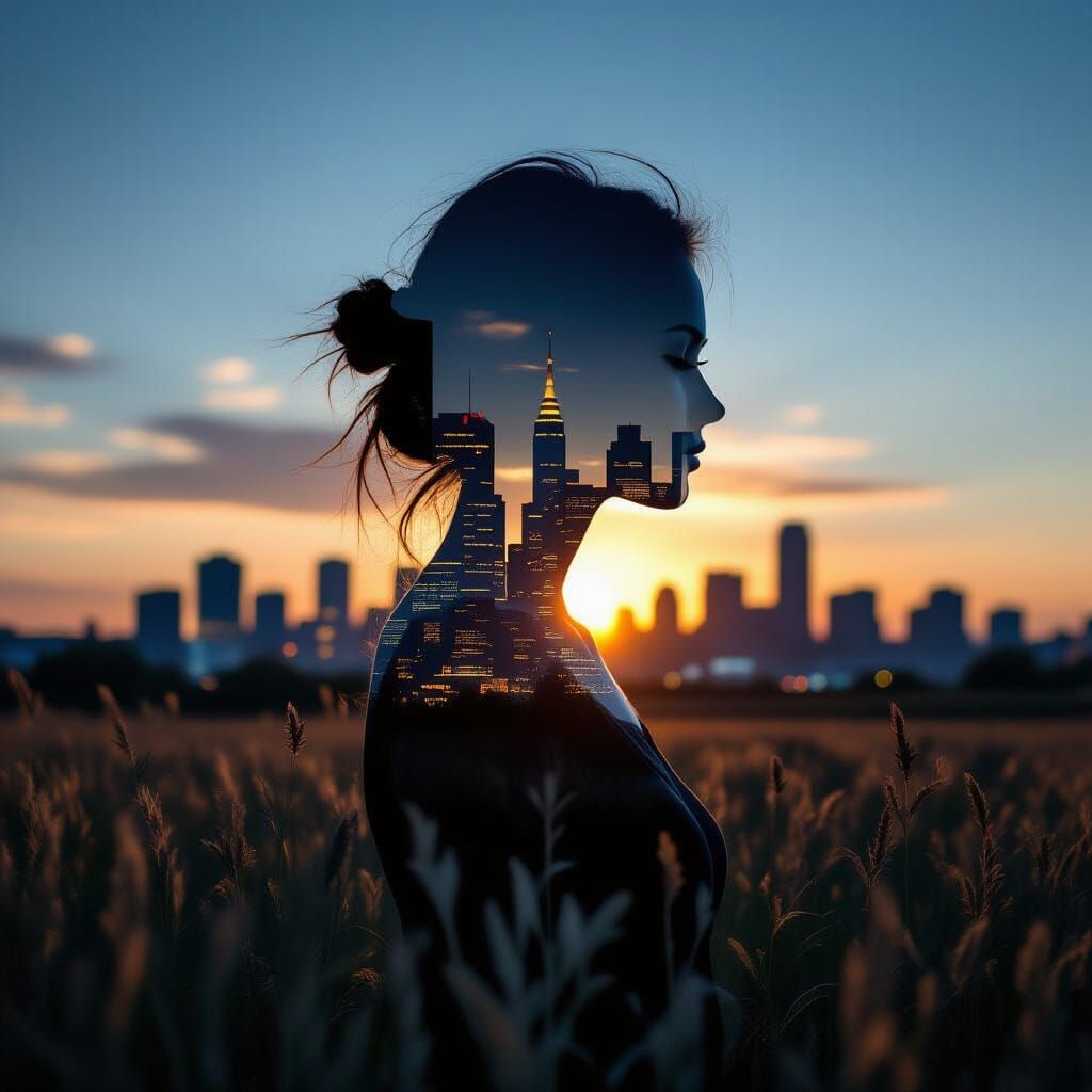 Silhouette Cityscape: Surreal Artistic Photography