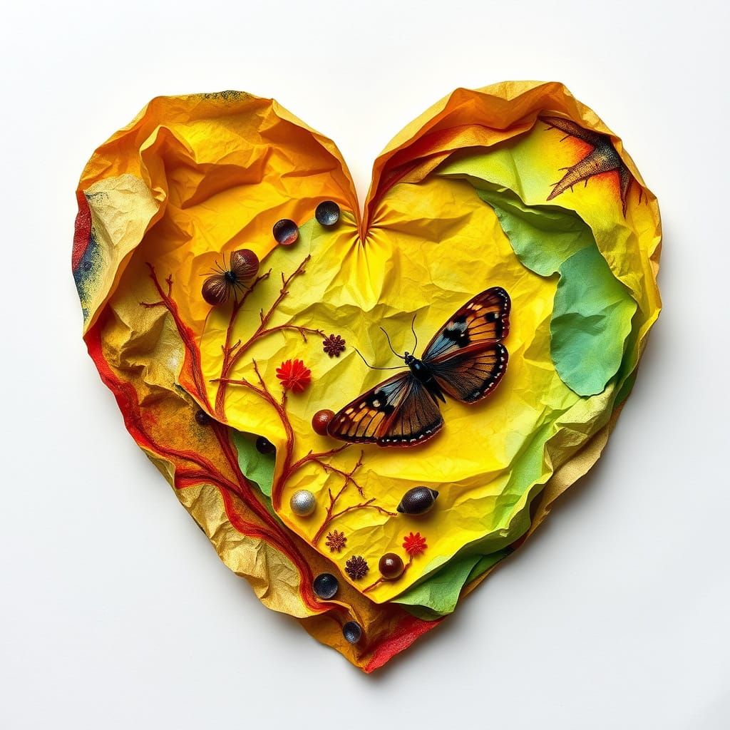 Vibrant Tissue Paper Heart Embossed with Life