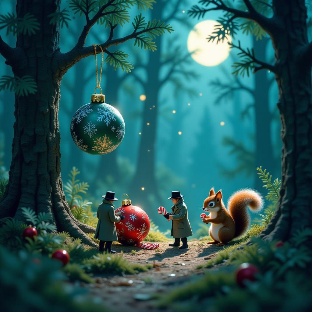 Miniature Dark Fantasy Crime Scene in Enchanted Forest