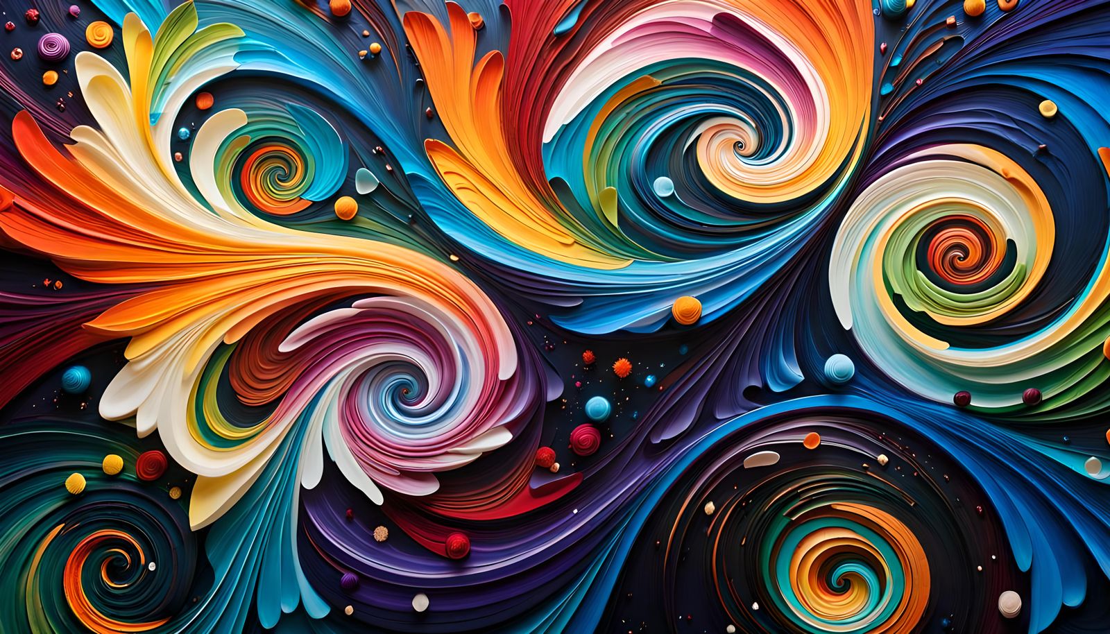 Swirling Flower-Stars in Impasto Cosmic River