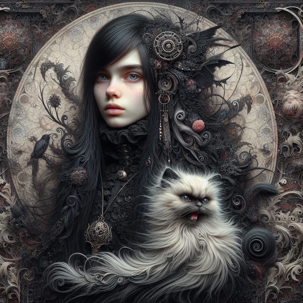 Aerith, with her kitty Pookie