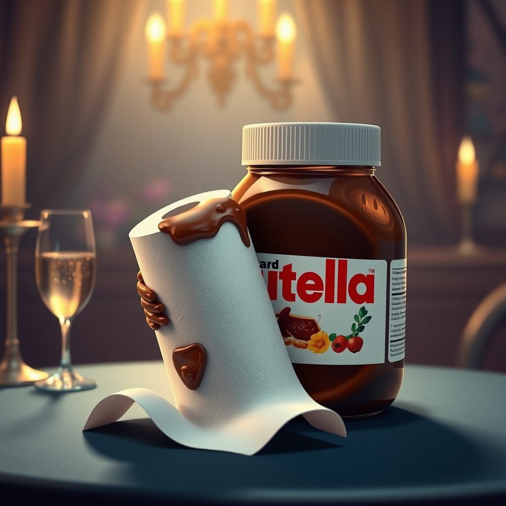 Nutella and Toilet Paper Roll in Passionate Candlelit Embrac...