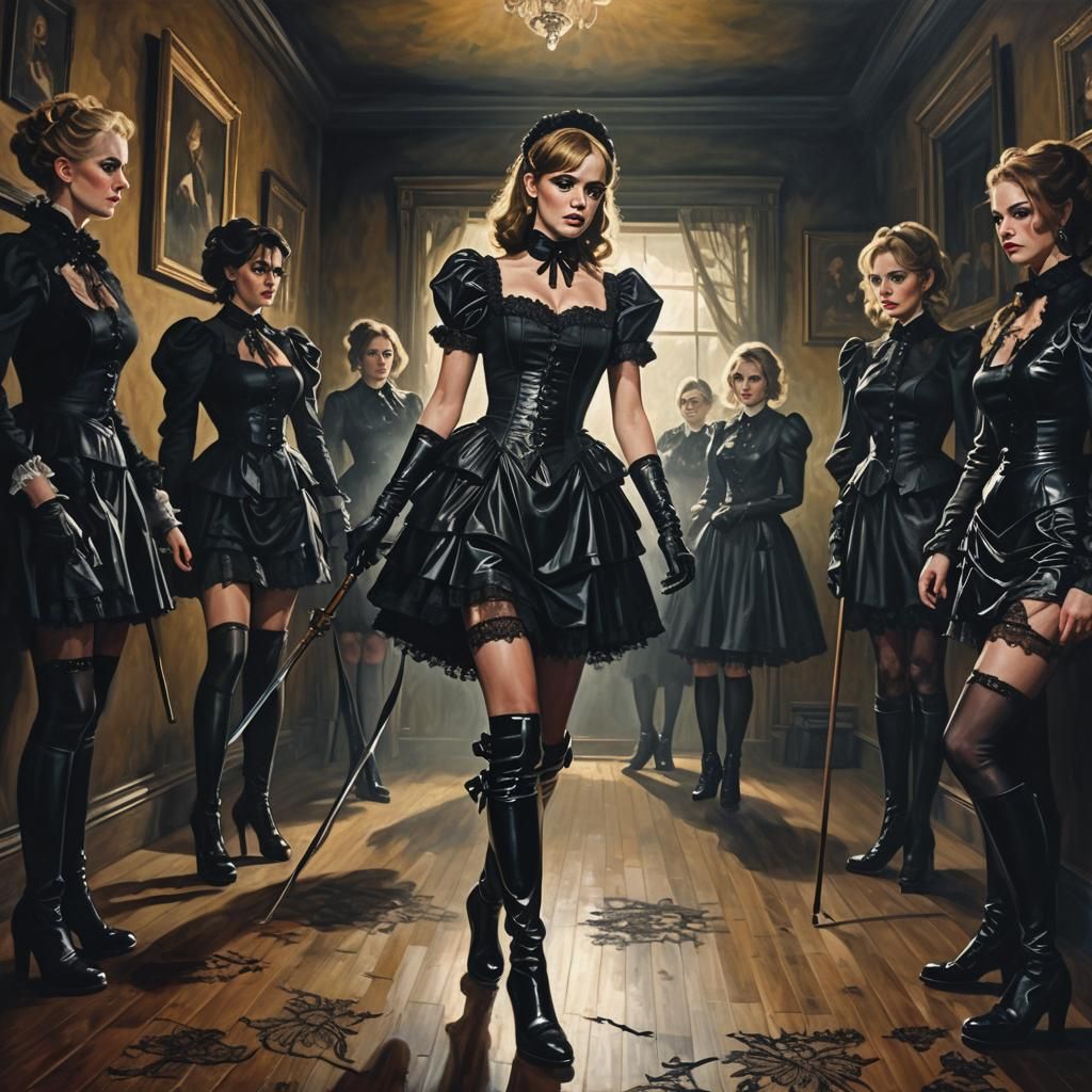 Ominous Oil Painting: Sadistic Step-Mothers in Latex