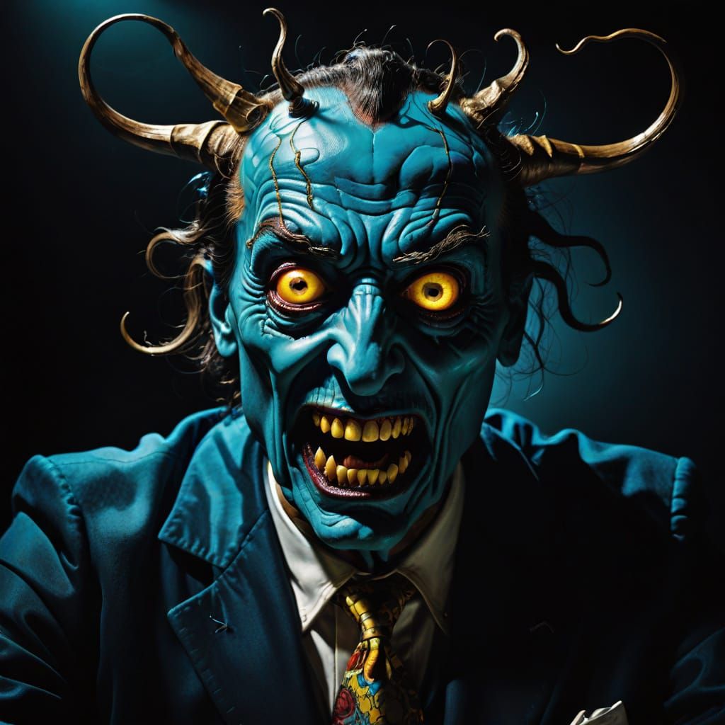 Surreal Monster Playing: A Vibrant Salvador Dali Style Image