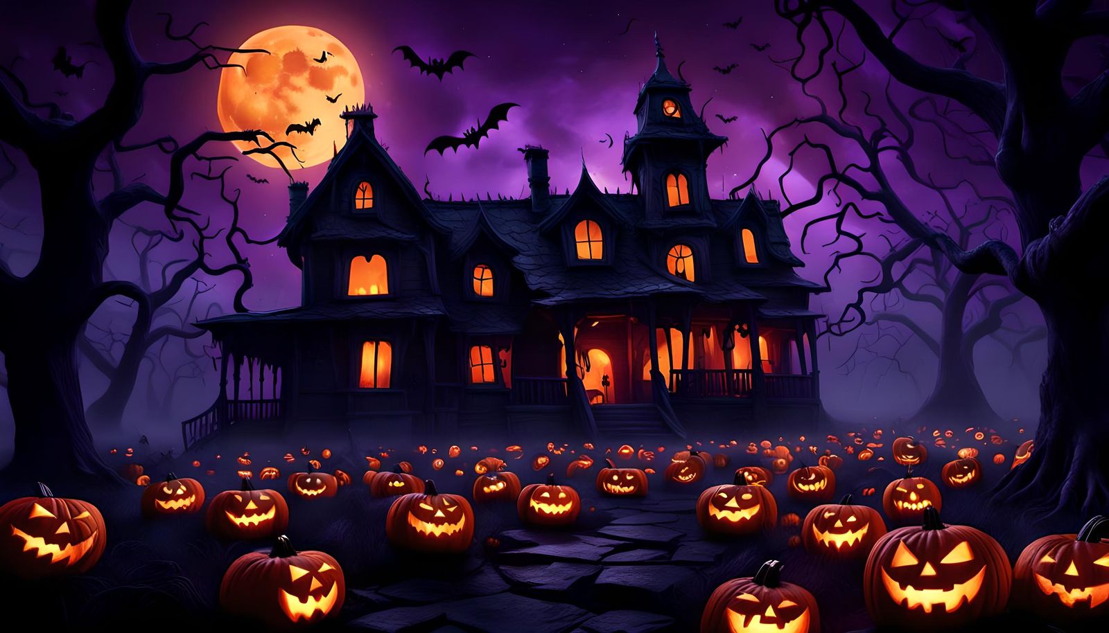 Halloween Themed Words on a Frightening Background