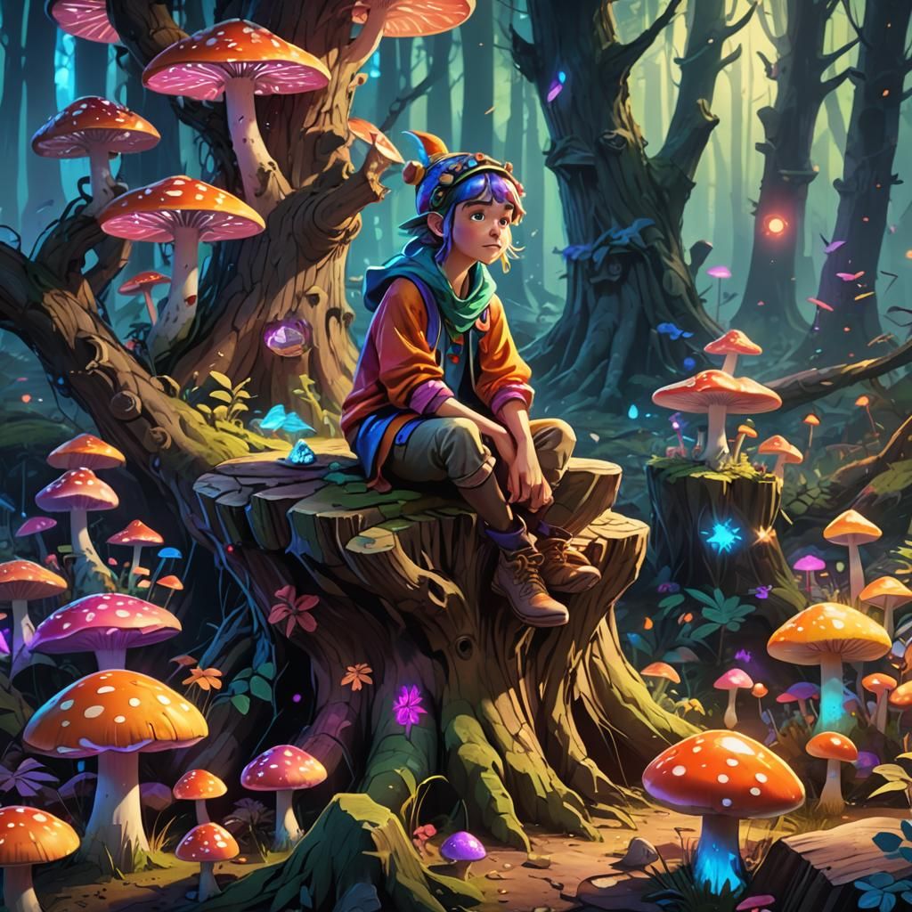 Cartoon Character in Mystical Forest Concept Art