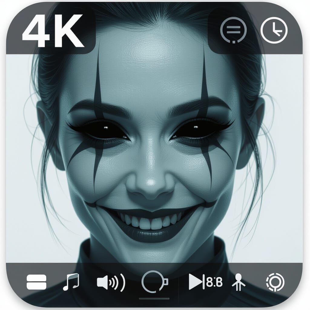 Eerie Smile in 4K Camera App, Dark Futuristic Art