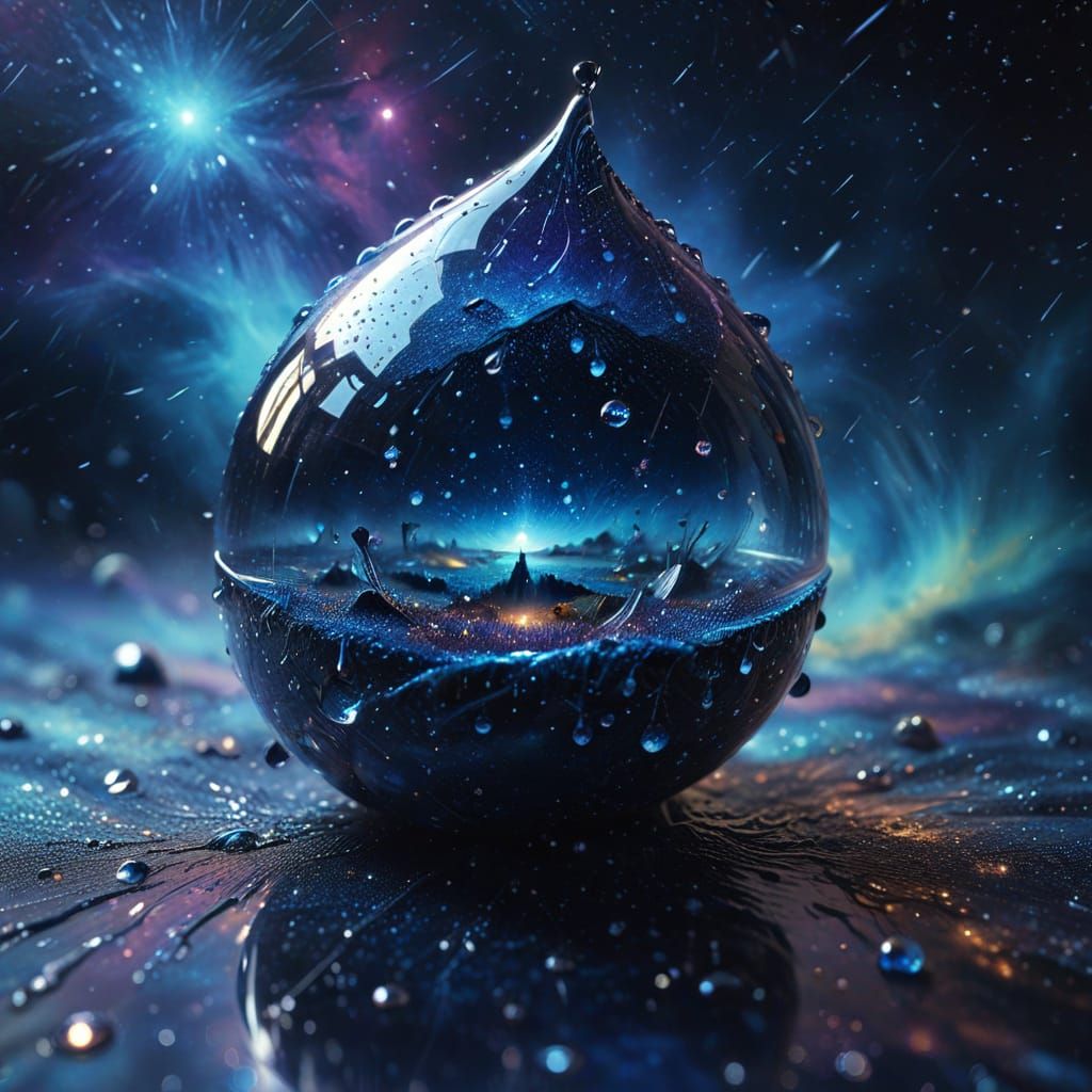 Cosmic Raindrop in Vast Universe Oil Painting