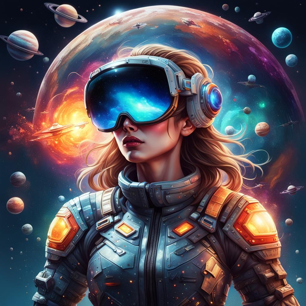 Pixelated Victorian Model in Space, Hyperrealistic Splash Ar...
