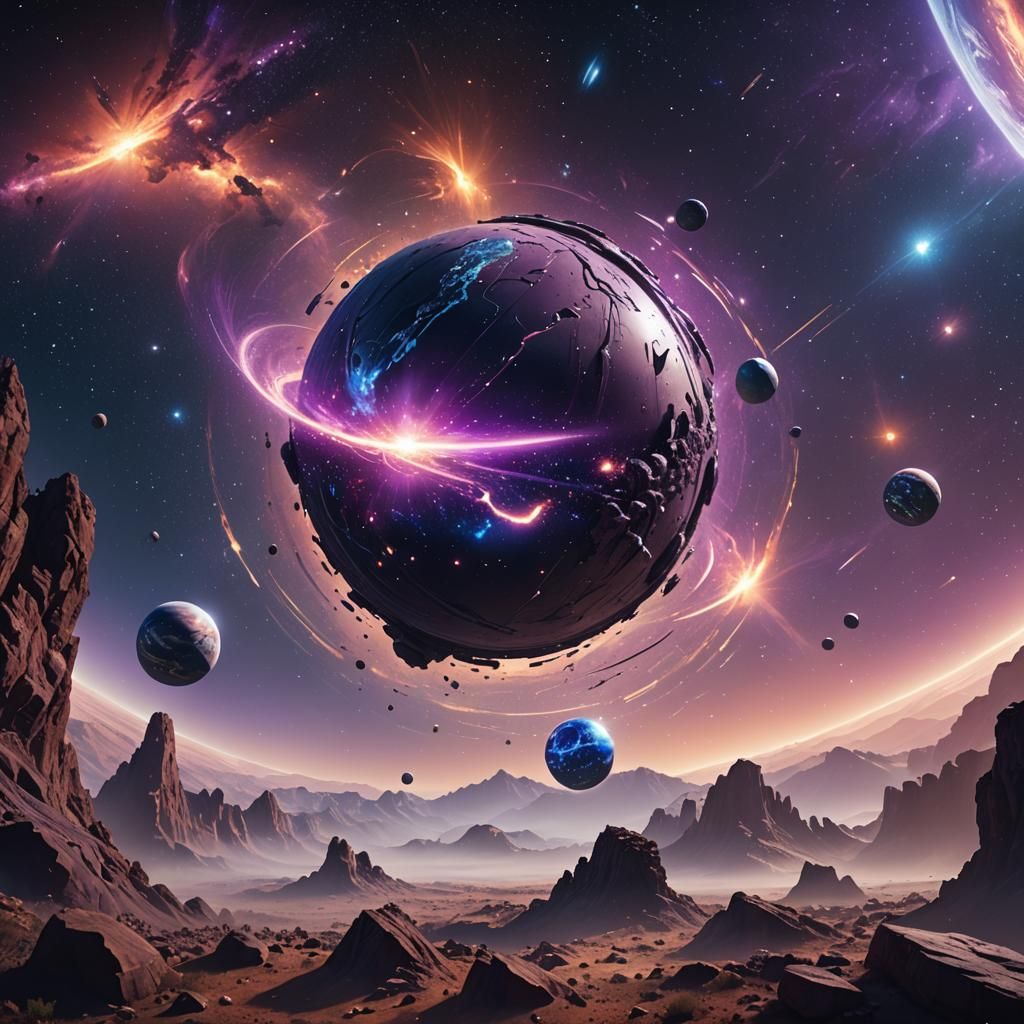 Data Orb Comet in Deep Color Fantasy Art