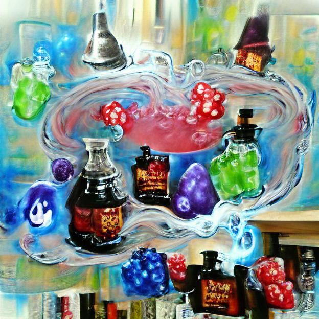 Mystical Glowing Potion in Glass Bottle
