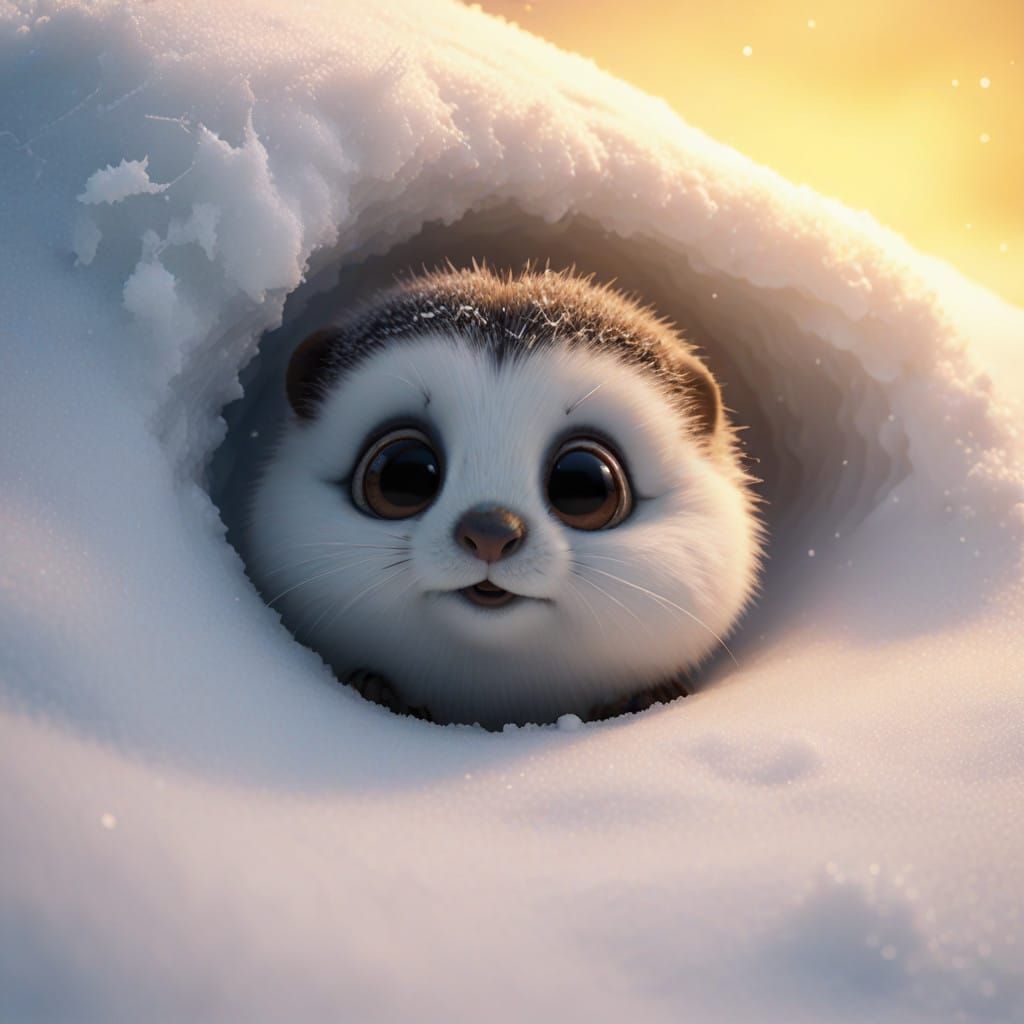 Whimsical Lemming in Winter Wonderland