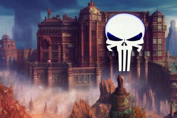 Punisher in Bouncy Castle: Detailed Matte Painting