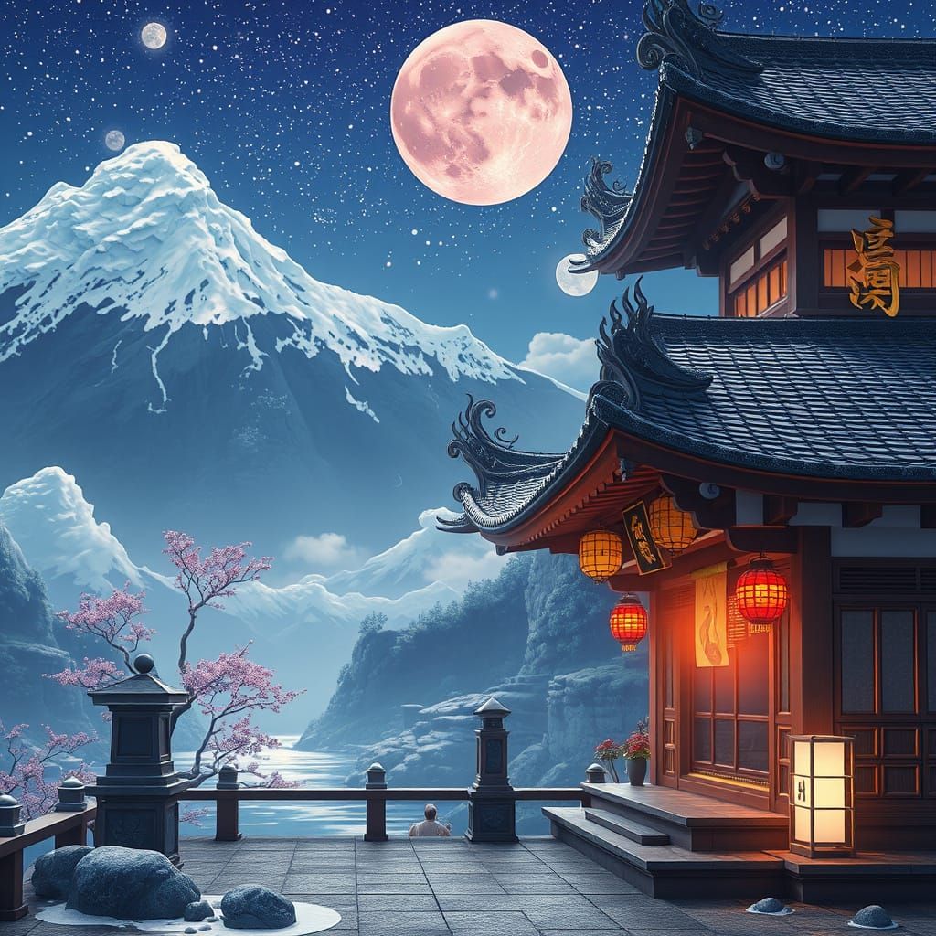 A Vibrant Ukiyo-E Piece of Art in Anime Style