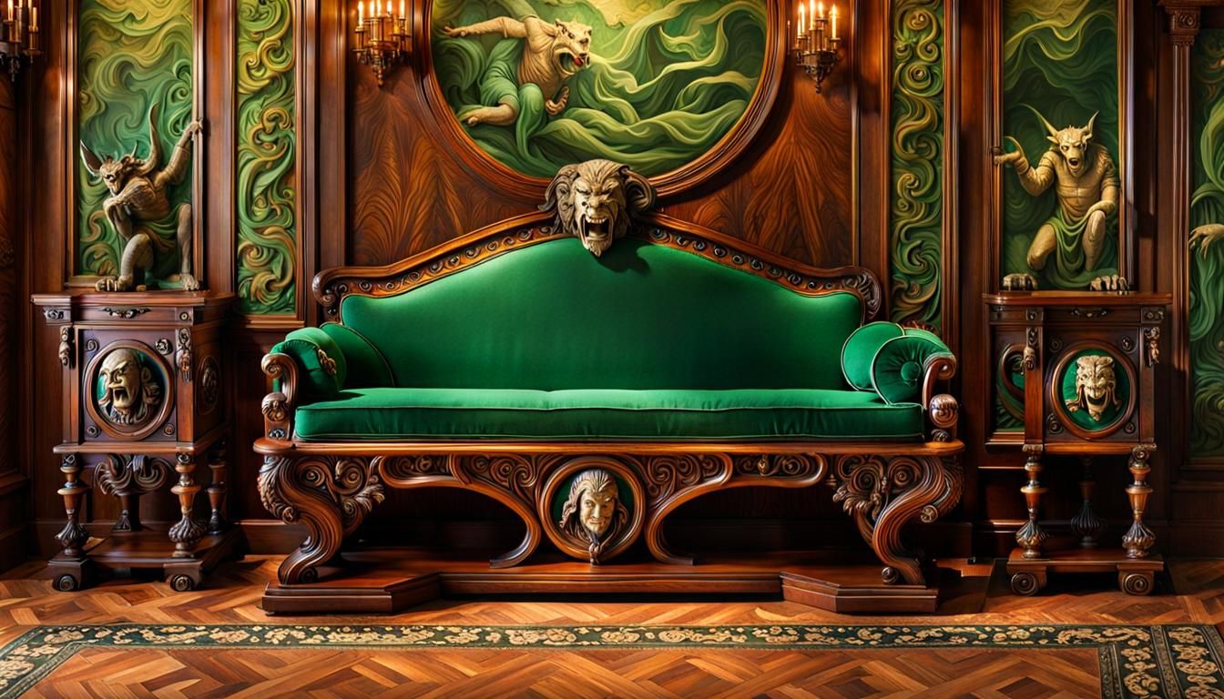 Neo-Renaissance Sideboard with Gargoyle Inlays