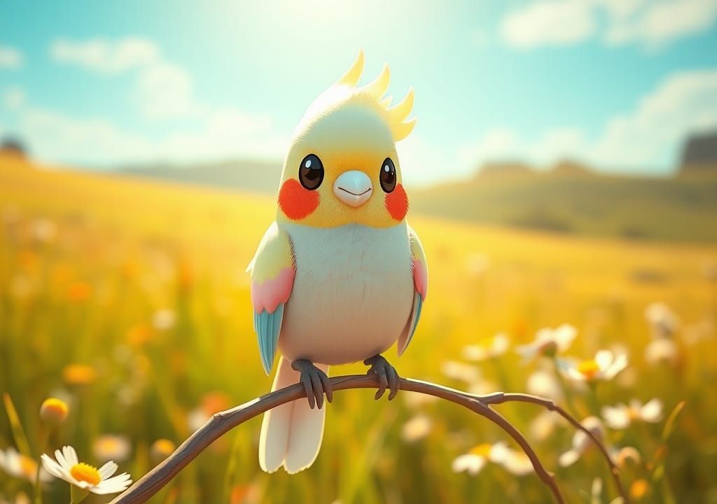 Adorable Cockatiel Pokémon in 3D Game Style