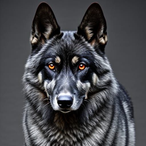 Muscular Devil-Dog Hybrid in Hellish Landscape