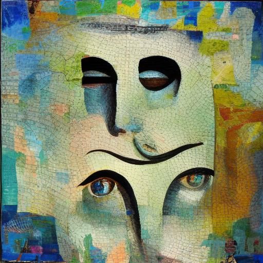 Surreal Reflection: Young Woman and Laughing Old Woman