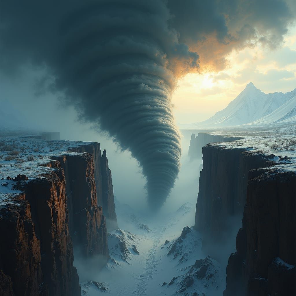 Canyon Tornado on Snowy Mountain in Rothko-Church Style