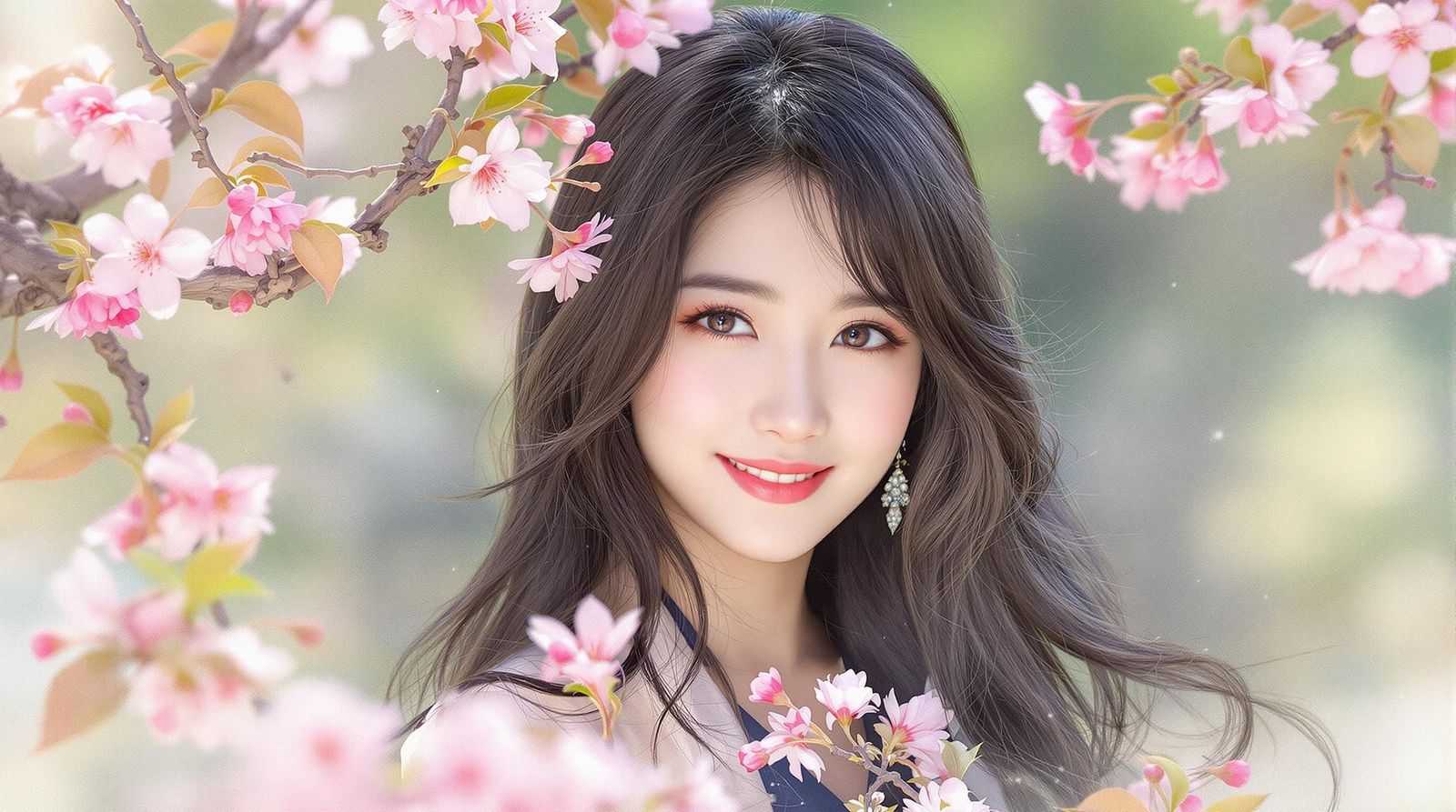 Beautiful Japanese Woman Portrait in Watercolor Style