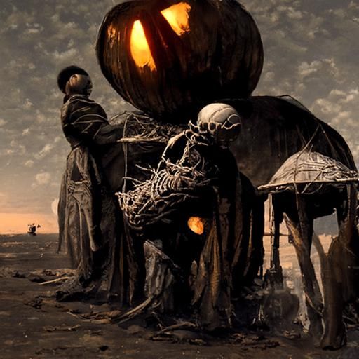 Horror Pumpkin House in Dark Fantasy Style