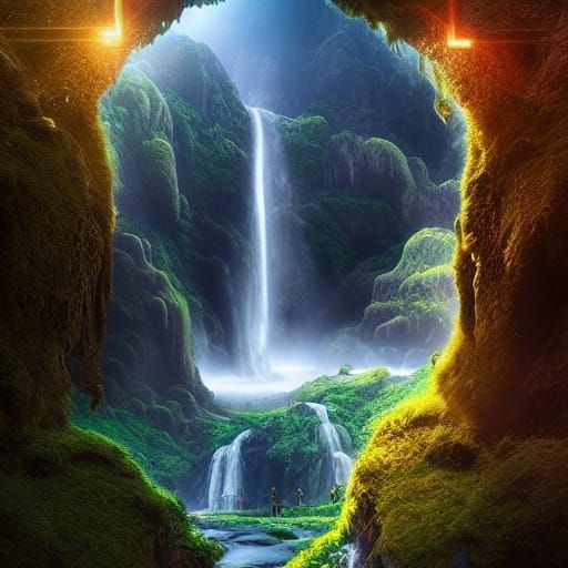 Epic Waterfall Landscape in Digital Matte Painting
