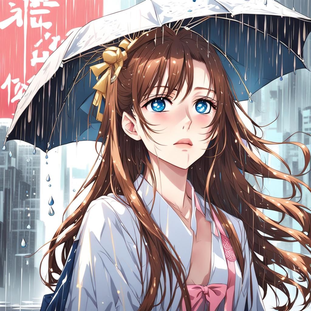 Anime Girl in Rain, Manga Key Visual