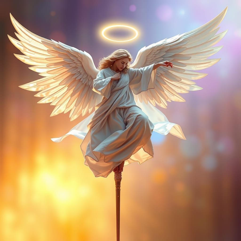 Angel in Ethereal Dance, Hyperrealistic Concept Art