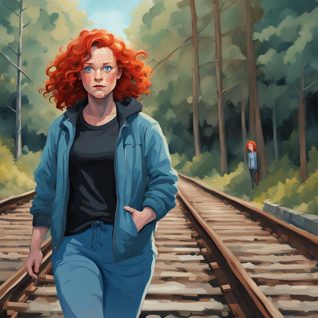Woman on the Railroad Tracks