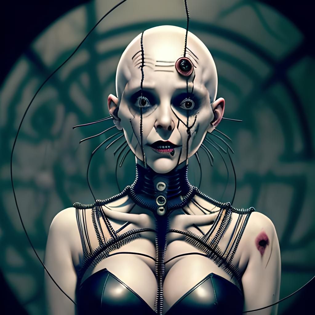 Female Cenobite with Wires in Horror Movie Style