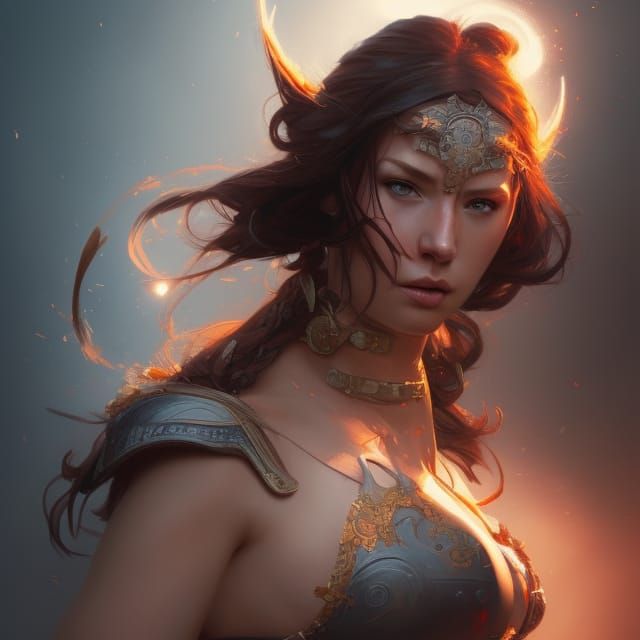 Warrior Princess Portrait in Hyperdetailed Digital Art
