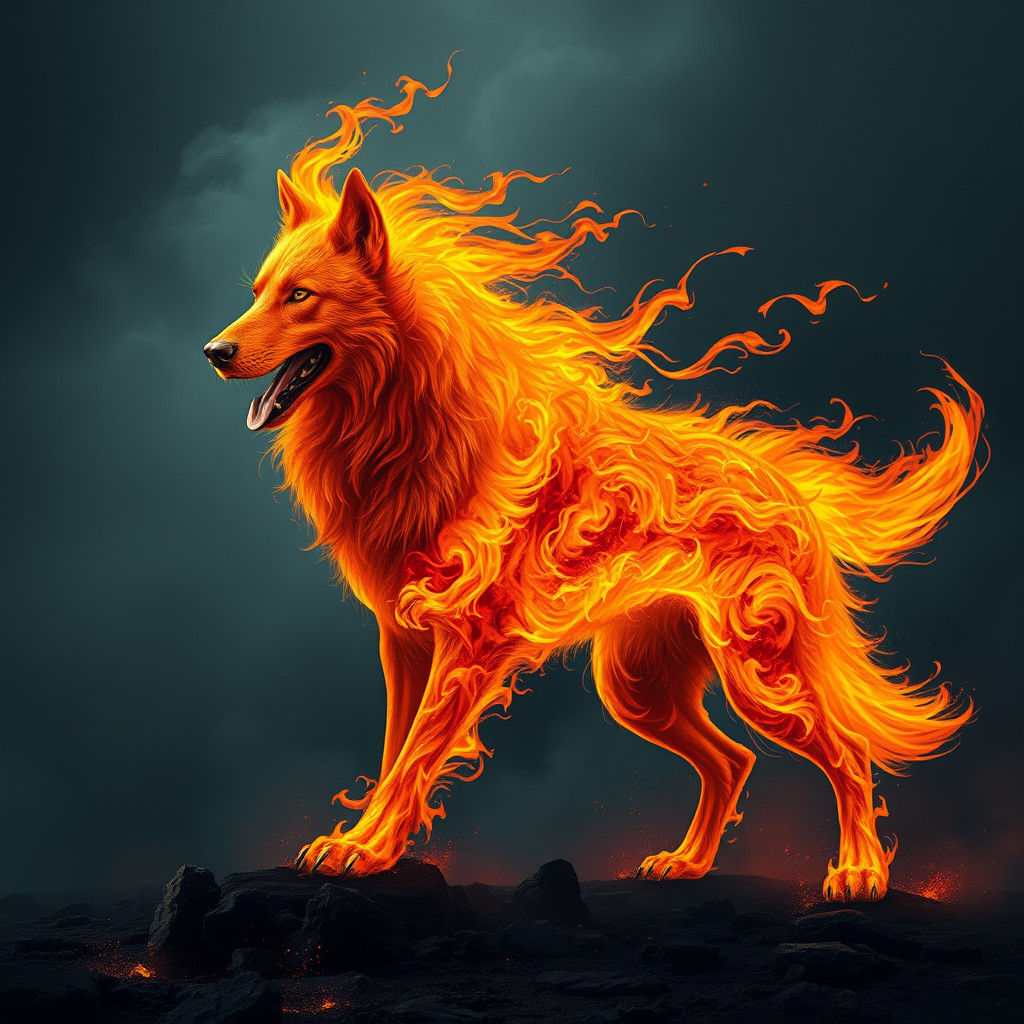 Fiery Canine: A Hollywood-Style Digital Painting