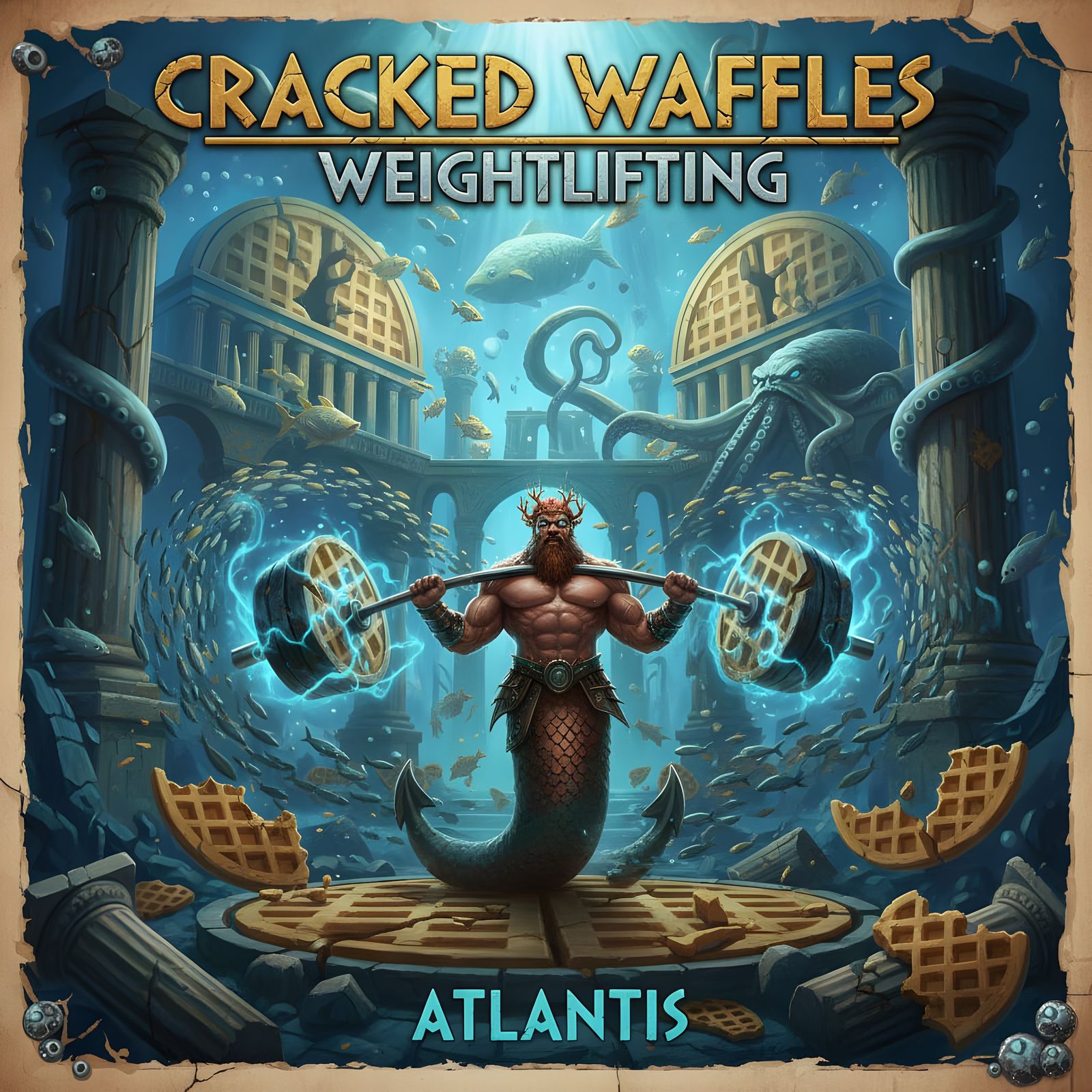 Cracked Waffles Weightlifting in Atlantis: Epic Poster