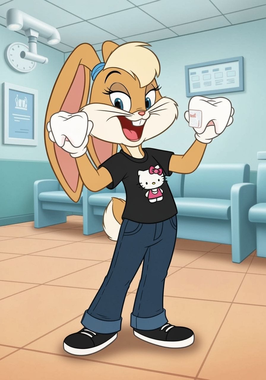 Lola Bunny Celebrates Wisdom Tooth Extraction in Cartoon Den...