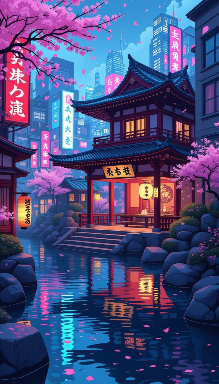 Japanese Bathhouse in San Francisco, Syd Mead Style