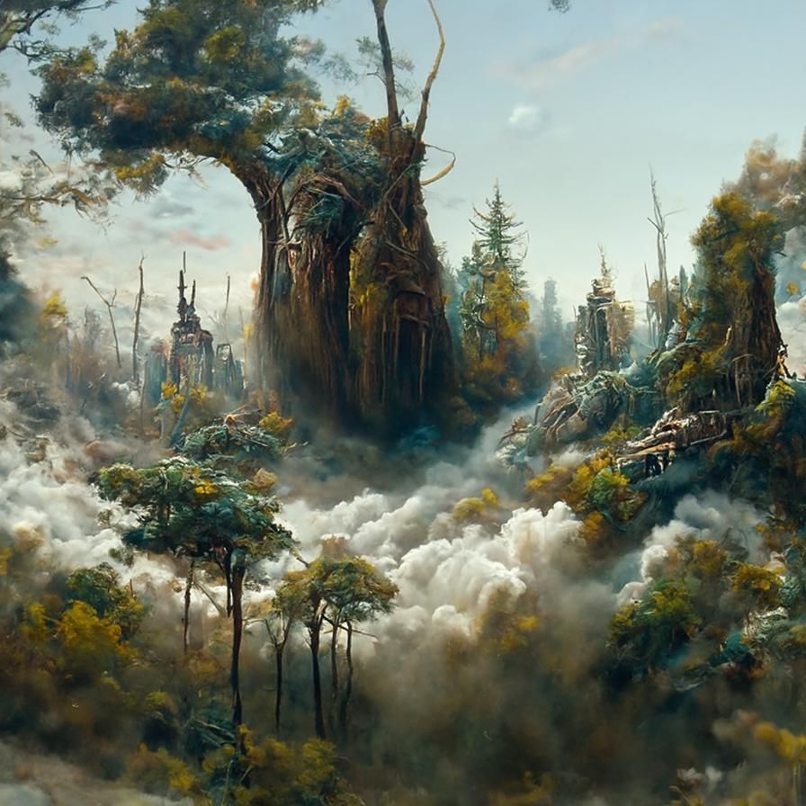 Enchanted Forest Clearing: A Detailed Fantasy Painting