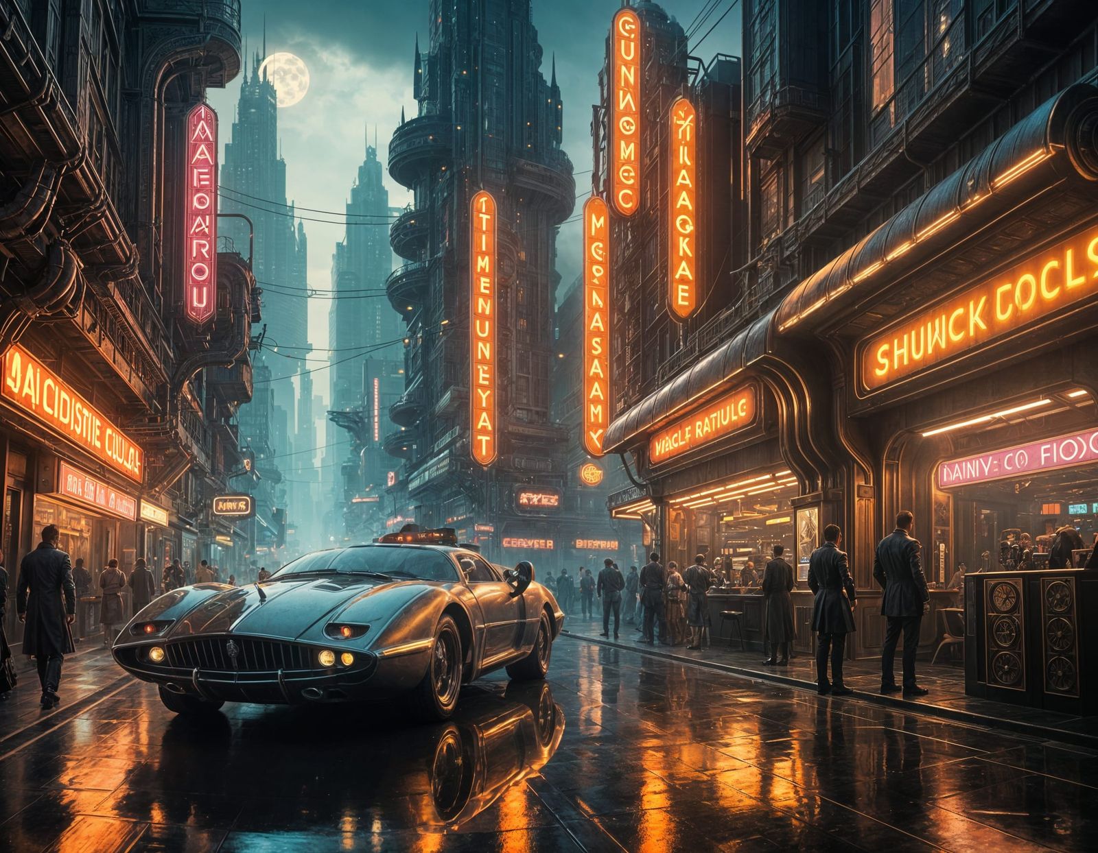 Glorious Art Deco Future Metropolis at Magic Hour