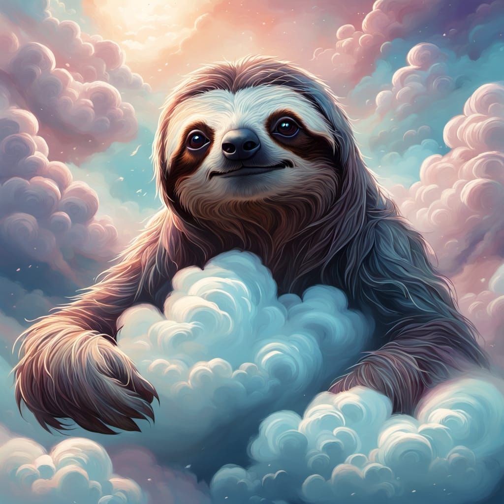 Fantastic Sloth Drifting Through Cosmic Clouds