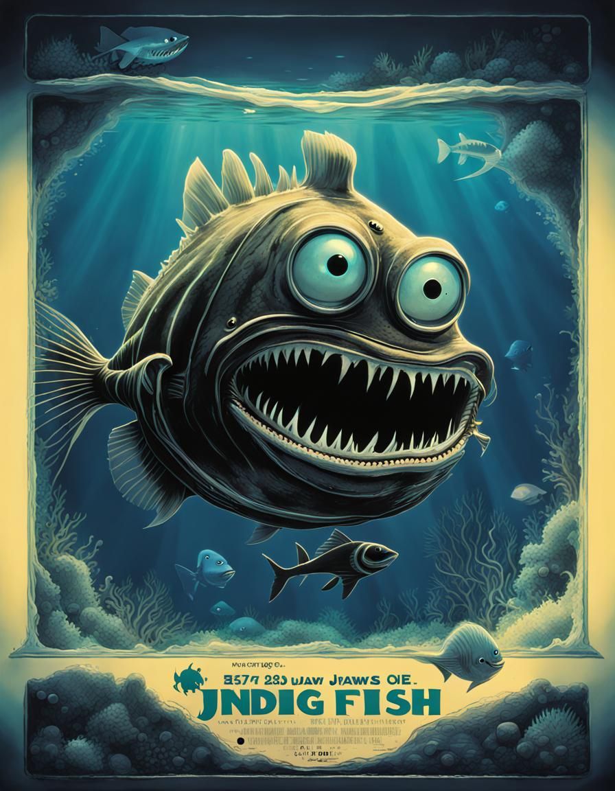 Bioluminescent Anglerfish Animated Movie Poster