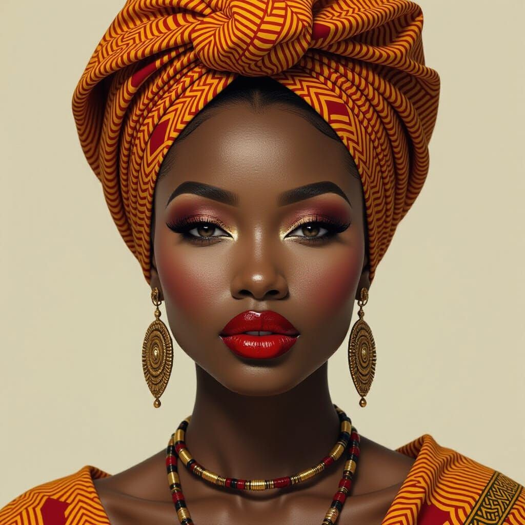 African Goddess Portrait in Hyperrealistic Digital Art