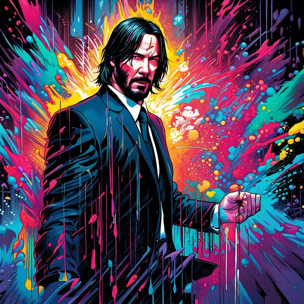 John Wick Comic Book Style Graffiti Art