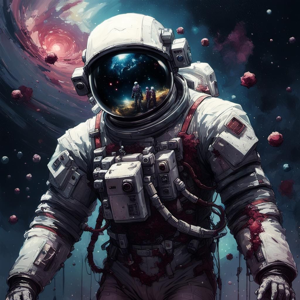 Wailing Undead Astronaut Necromancer in Space