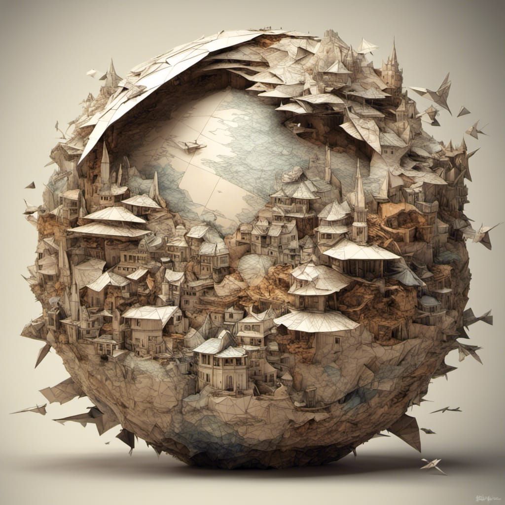 Origami Globe: Epic Paper Cities in Fantasycore Style