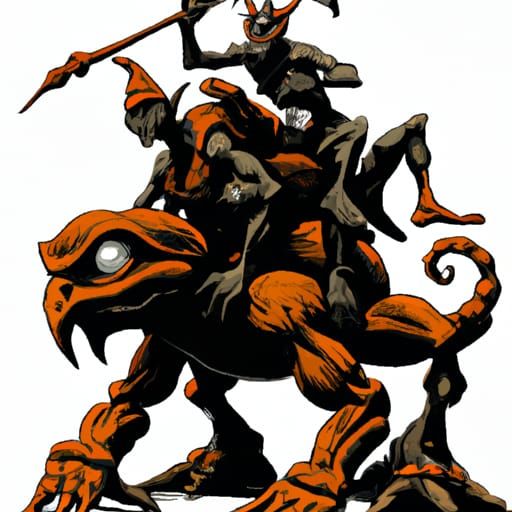 Goblins on Spiders in Sinister Battle Scene