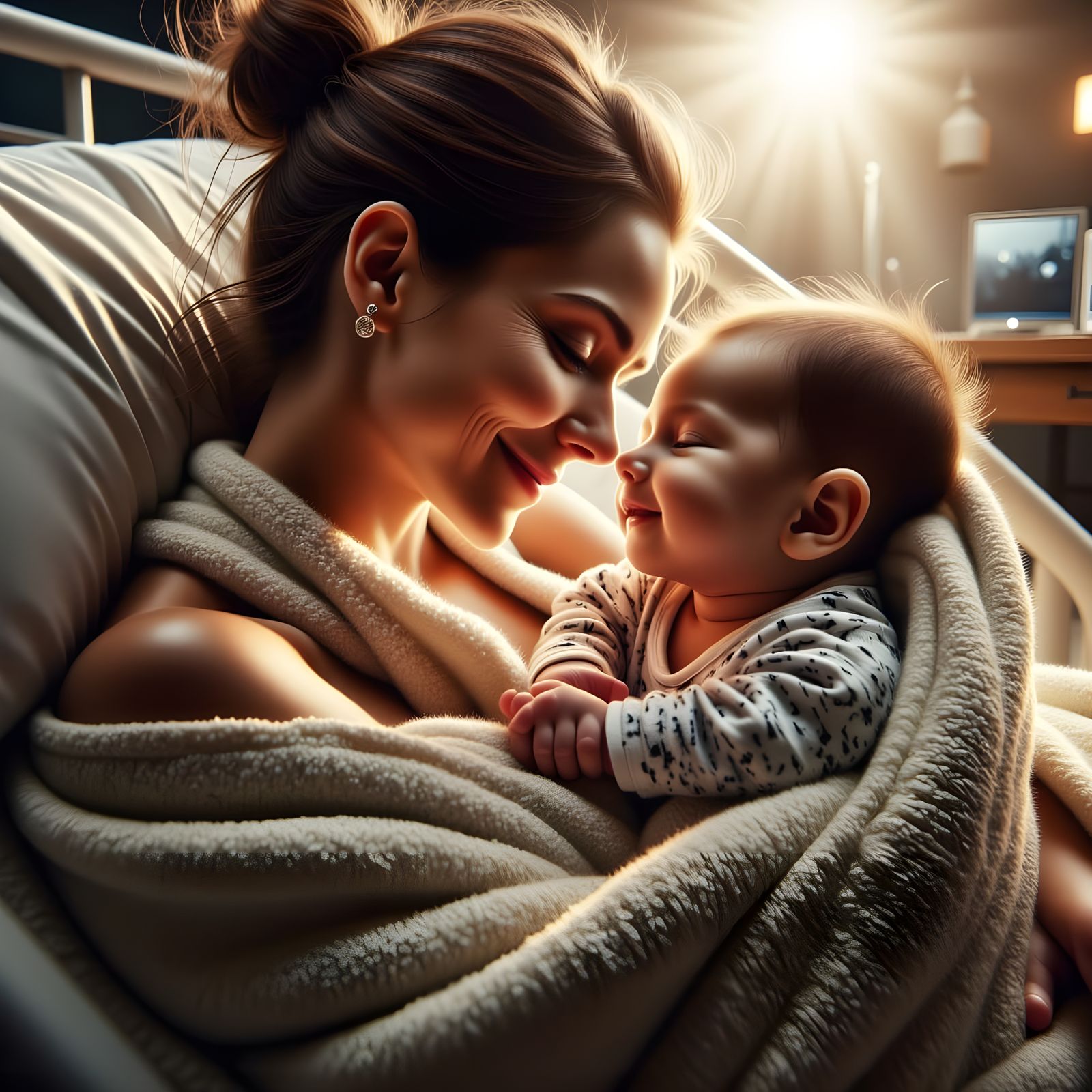 Mother and Child in Hyperrealistic Detail