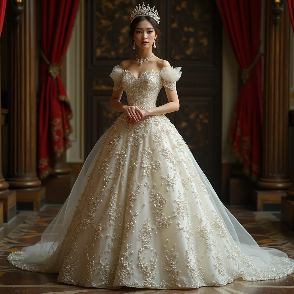Luxurious Pearl and Diamond Royal Queen