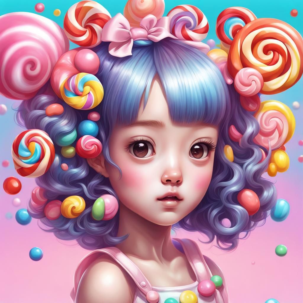 Cute Korean Girl in Candyland Art Style