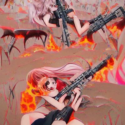 Anime Girls with Guns in Hellscape