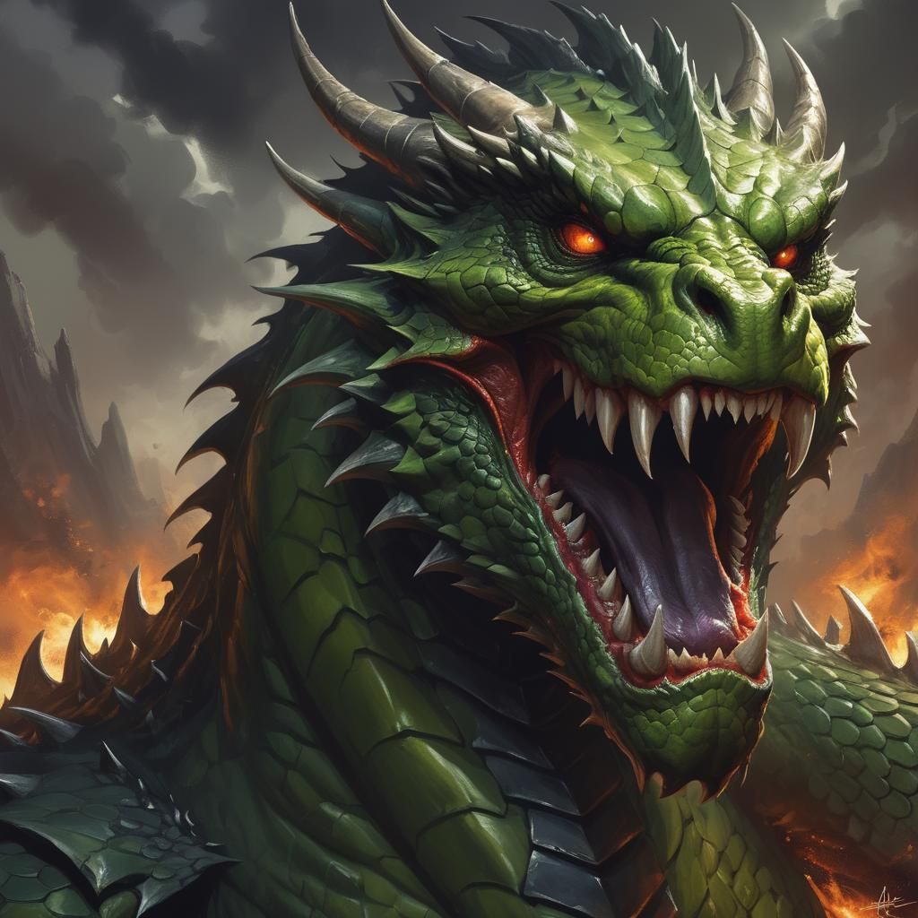 Sinister Angry Dragon by Rutkowski Style