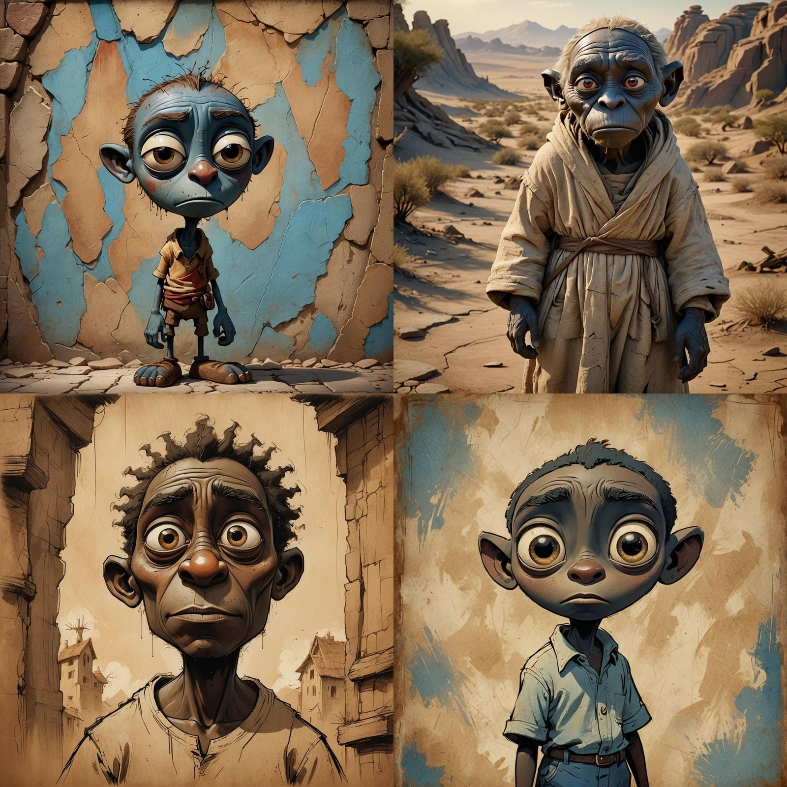 Sad African Character in Classic Disney Style